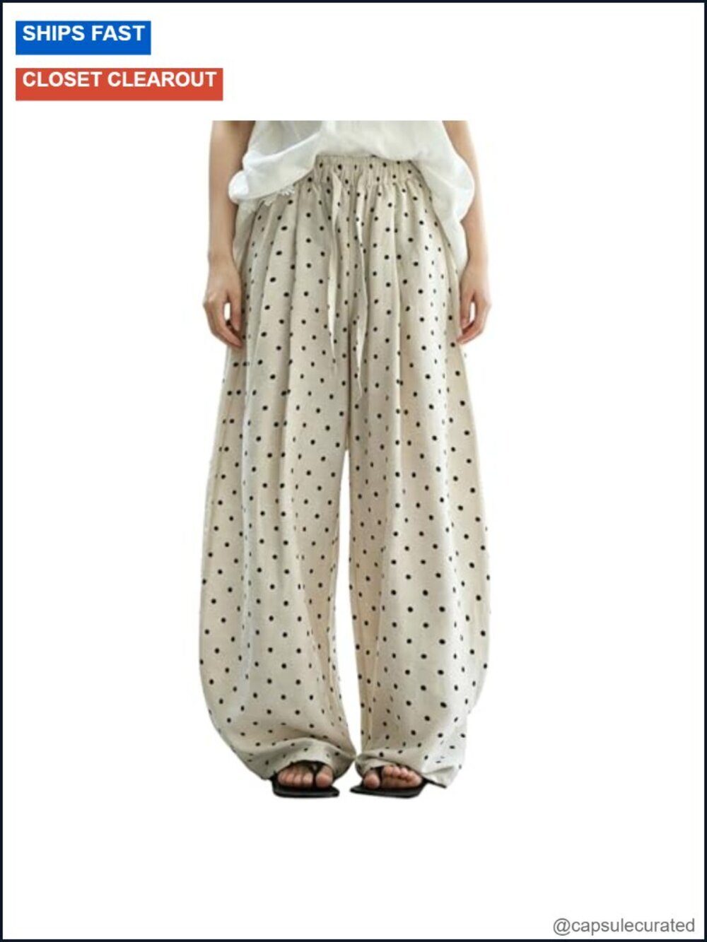 Wide Leg Linen Blend Palazzo Pants with Drawstring Waist